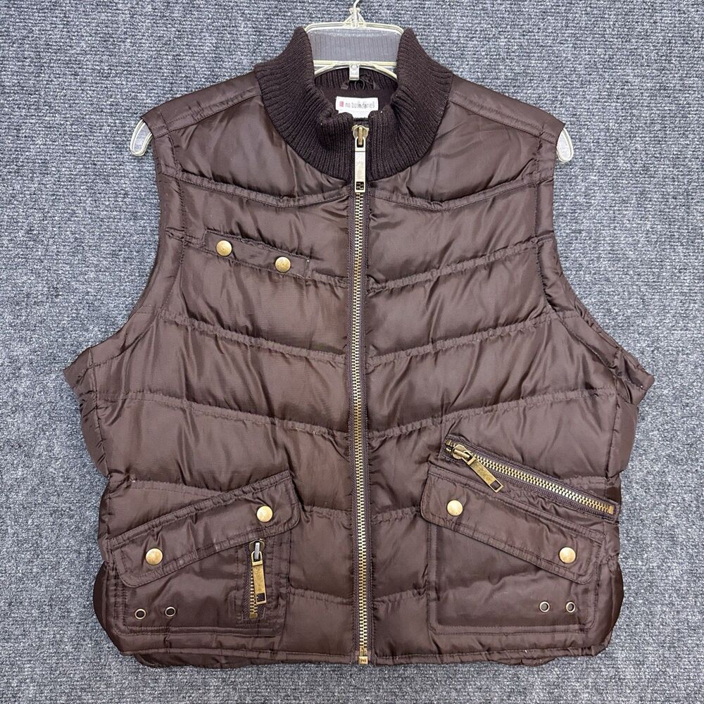 Y2K No Boundaries Puffer Vest S Chocolate Brown Full Zip Utility Winter Preppy